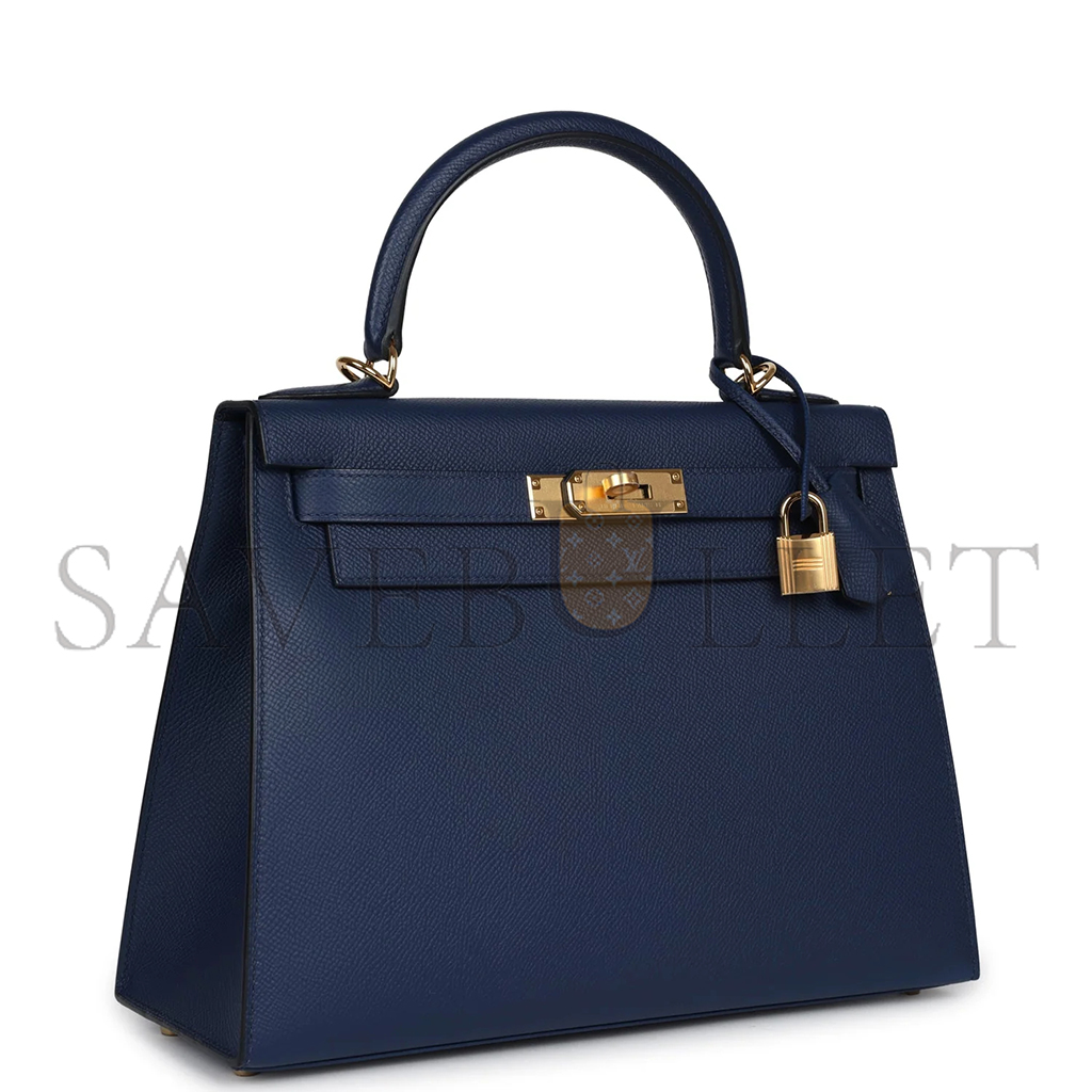 HERMÈS MASTER KELLY SELLIER 28 BLEU EPSOM GOLD HARDWARE (28*22*10cm) 